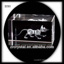 K9 3D Laser Subsurface Etched Rat Inside Crystal Block